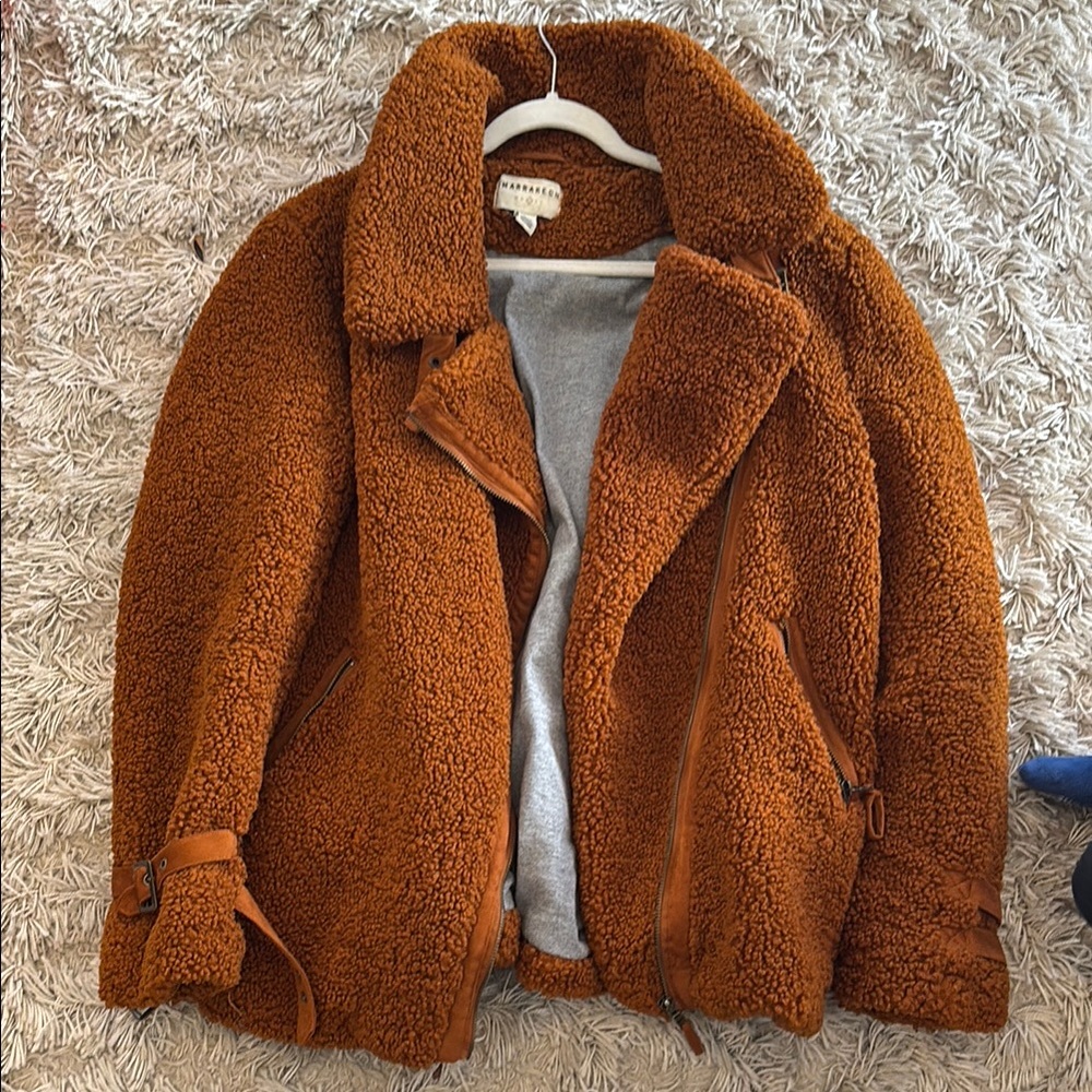 Shearling-Style Women's Jacket in Rust Size L